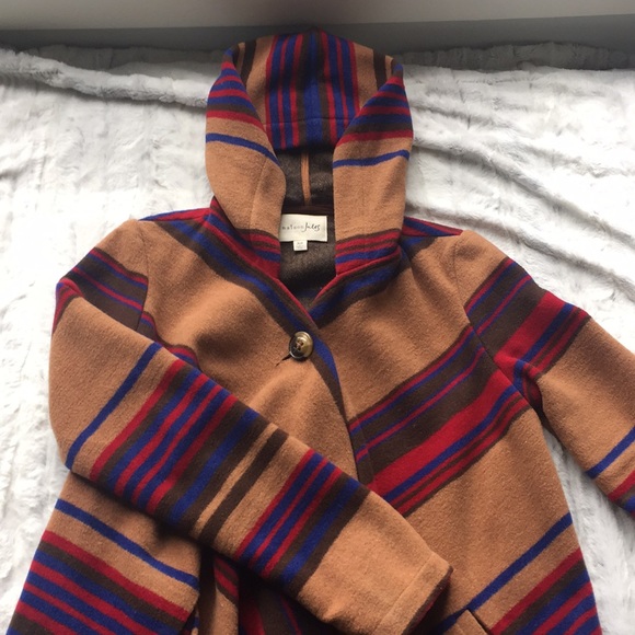 Striped Hooded Flyaway Coat - Picture 3 of 6